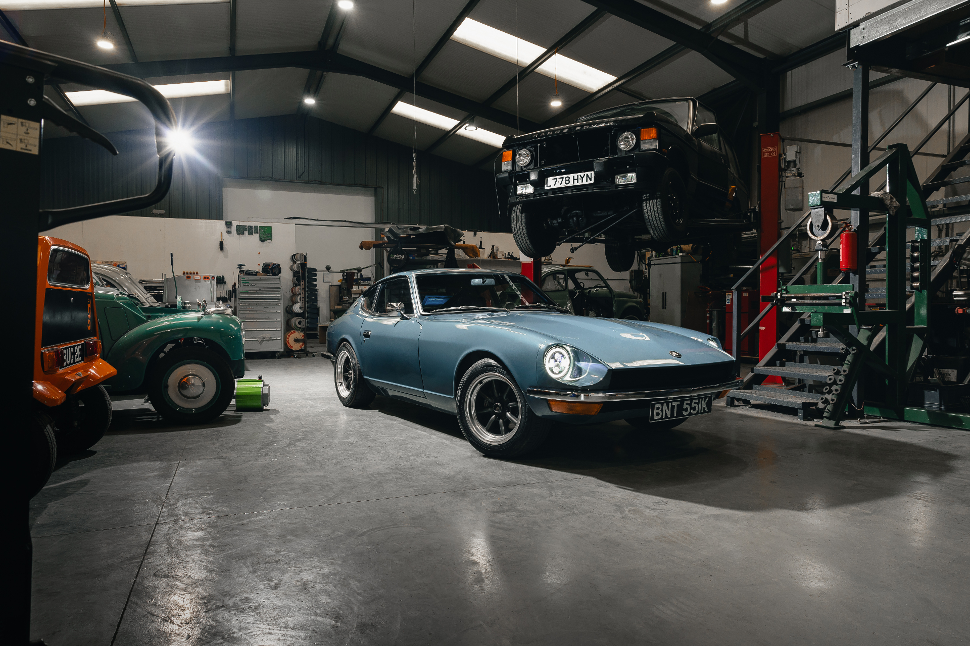 Classic Datsun 240Z at the Silent Classics workshop